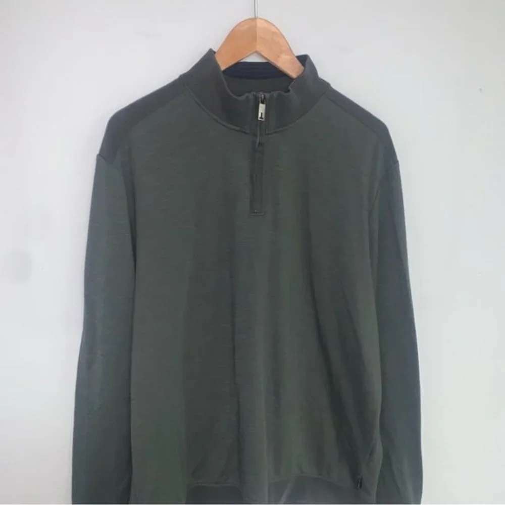Ted Baker London‎ Sweater Men's Size 2XL Green Caravan Slim 1/4 Zip Long Sleeve